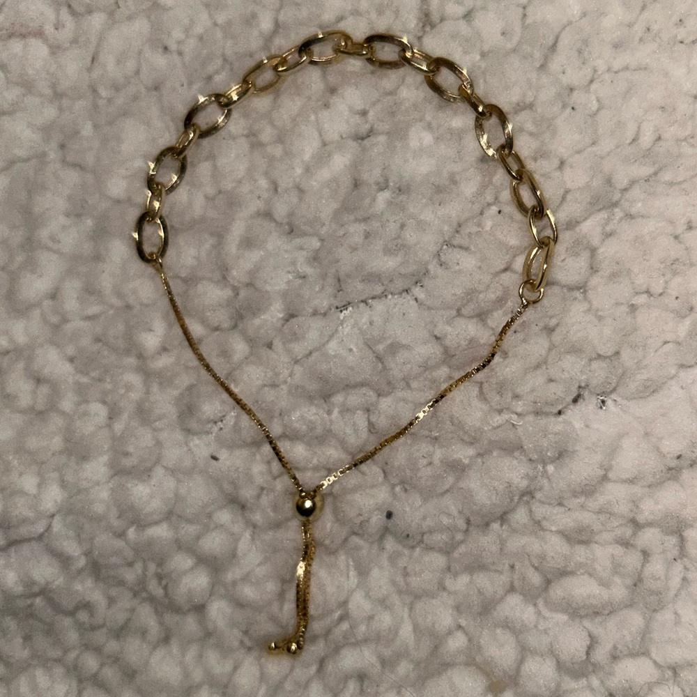 NEW 10k SOLID Gold Oval Link Bolo Bracelet  Adjustable